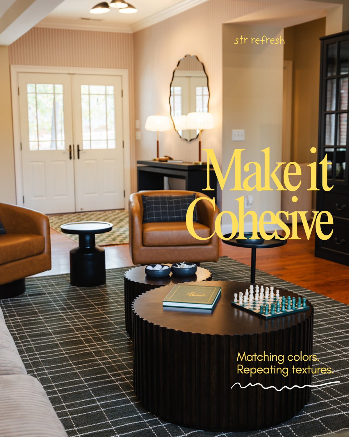 Coordinated interior illustrating matching colors and repeating textures.